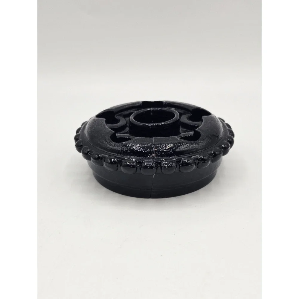 Fenton Black Glass‎ Hobnail Candleholder Ring Centerpiece